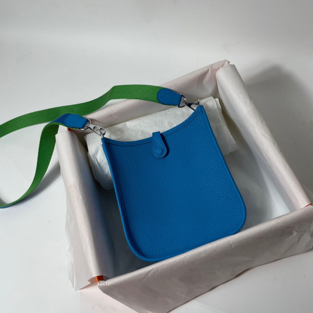 Hermes Evelyne 16 Amazone TPM Shoulder Bag In Blue Clemence Leather